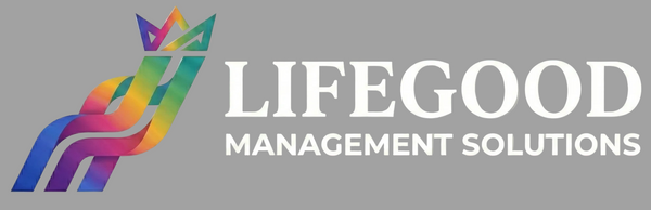 Logo of Lifegood Management Solutions with colorful design on a light background